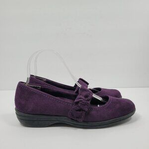 Easy Street Comfort Wave Women's Purple Mary Jean Strip Side Bow Shoes US 7.5M